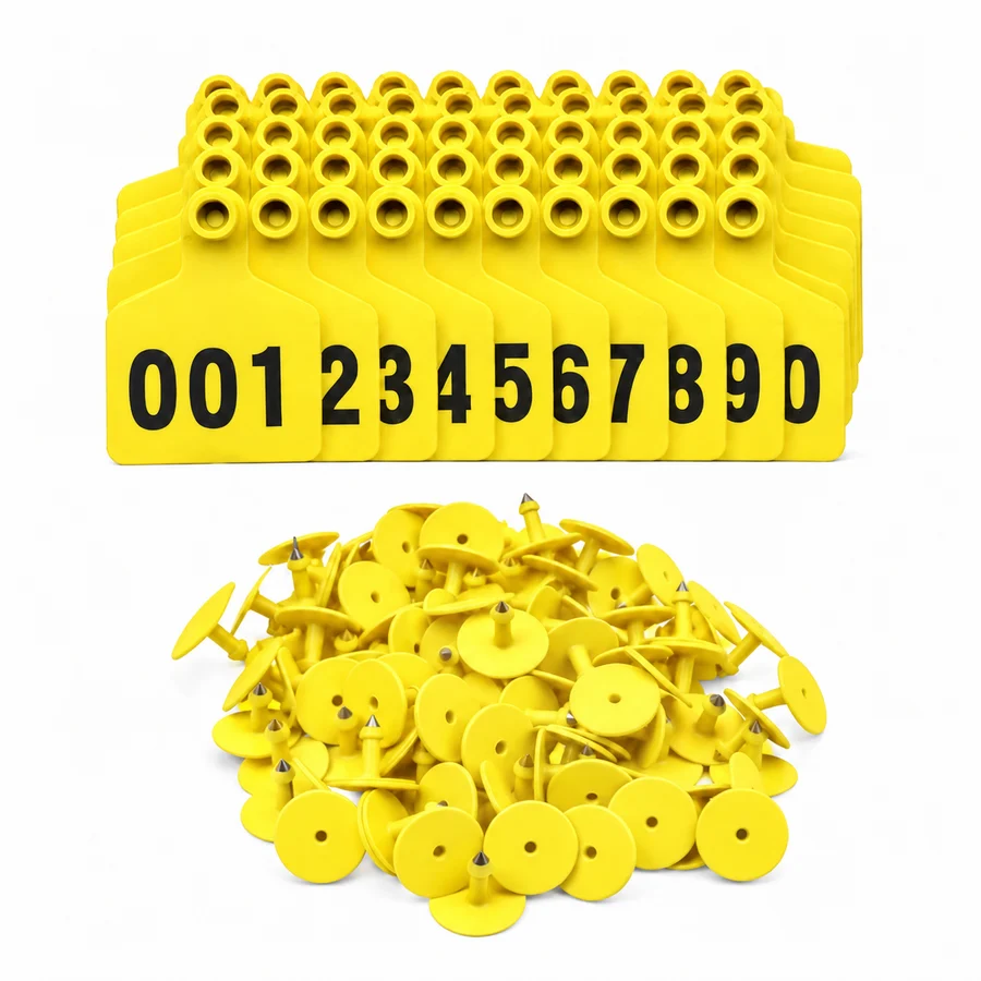Ear tags, numbered, 4 colours, yellow