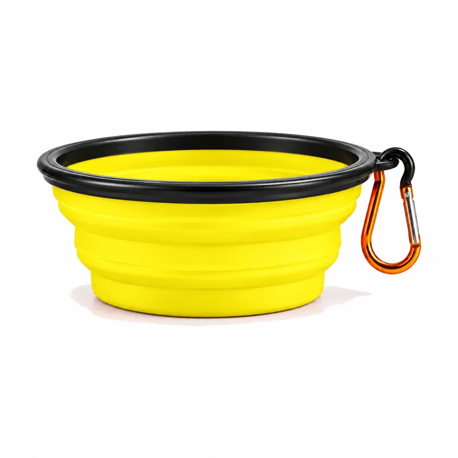 Pet bowl, foldable, silicone, yellow