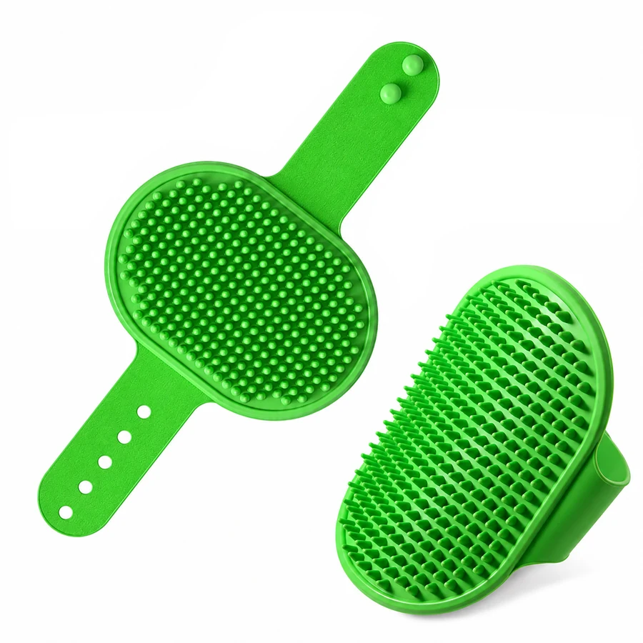 Pet curry brush, rubber, green