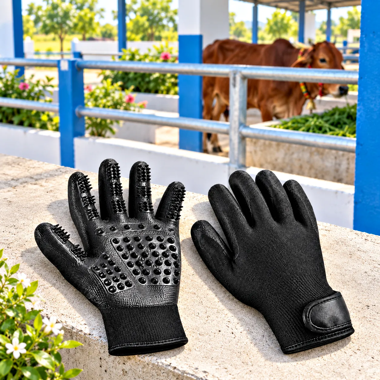 Grooming gloves, rubber, pair: type Grooming gloves.