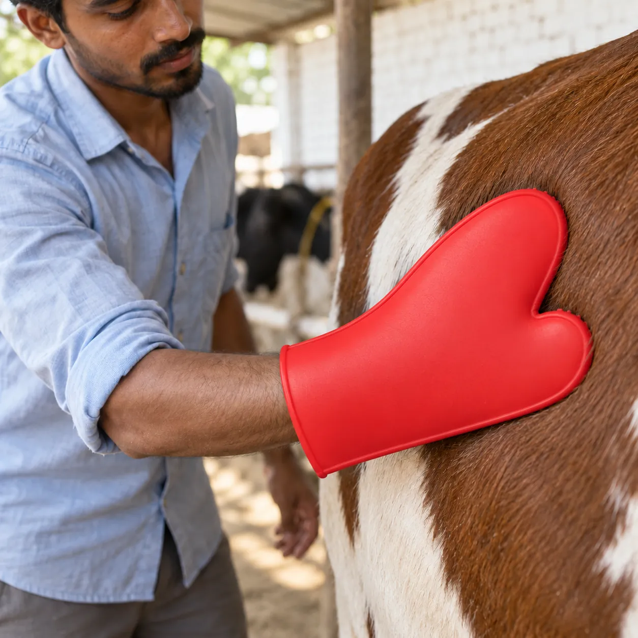 Grooming mitt, rubber: size Large. For horse.