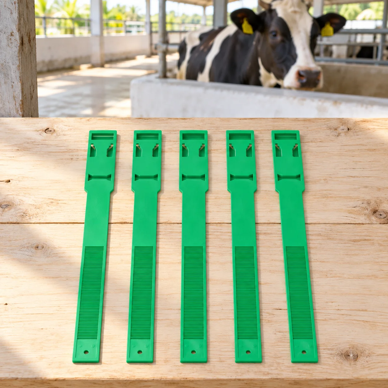 Cattle leg bands, plastic, pack of 5: size (l x w x h) 40 x 4 x 1 cm.