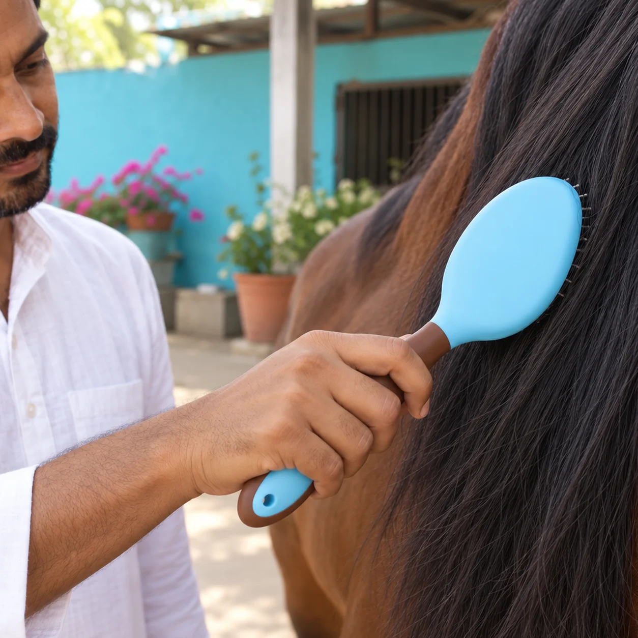 Mane and tail brush: For horse.
