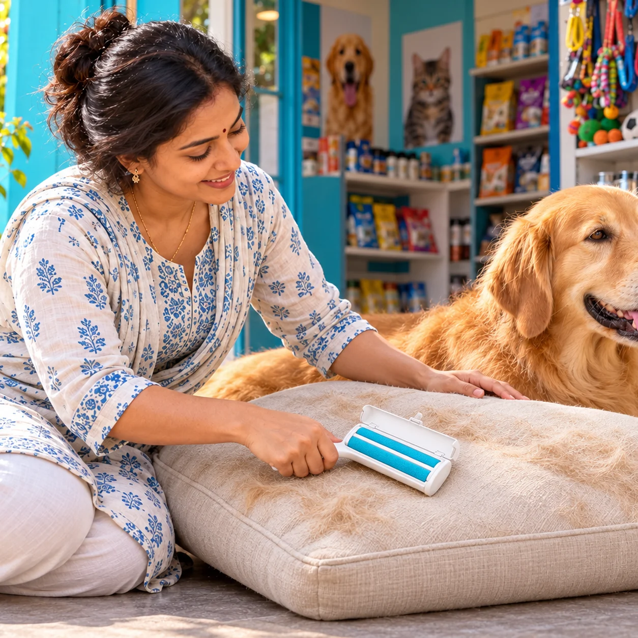 Pet hair remover, reusable roller: For dog.