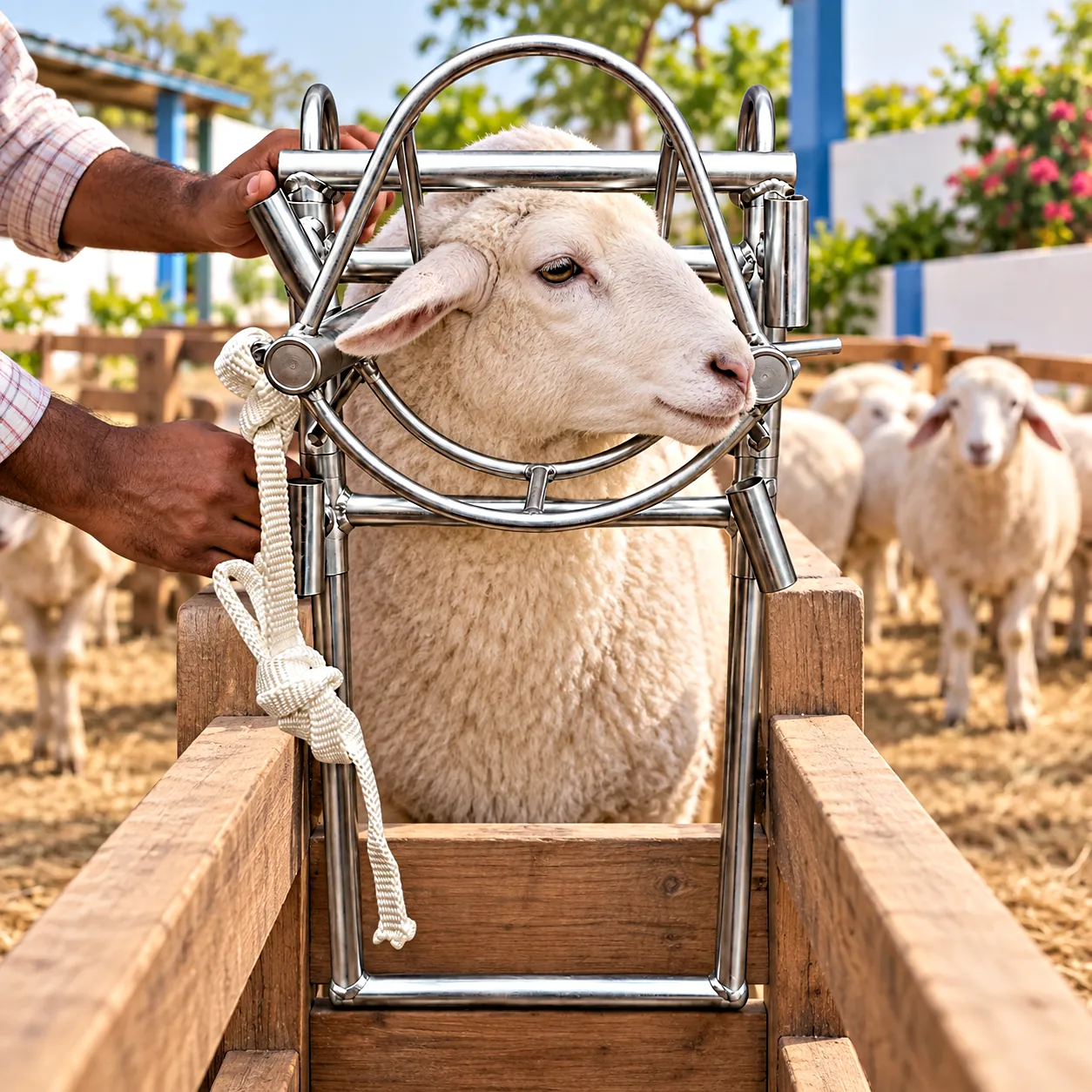 Sheep head holder, steel frame: type Sheep head holder.