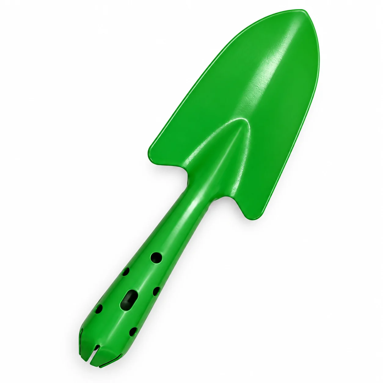 Garden trowel, green, one-piece metal. Khurpi and garden hand tools