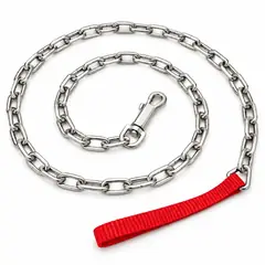 Dog leash, chain, nylon handle. Dog collars and leashes
