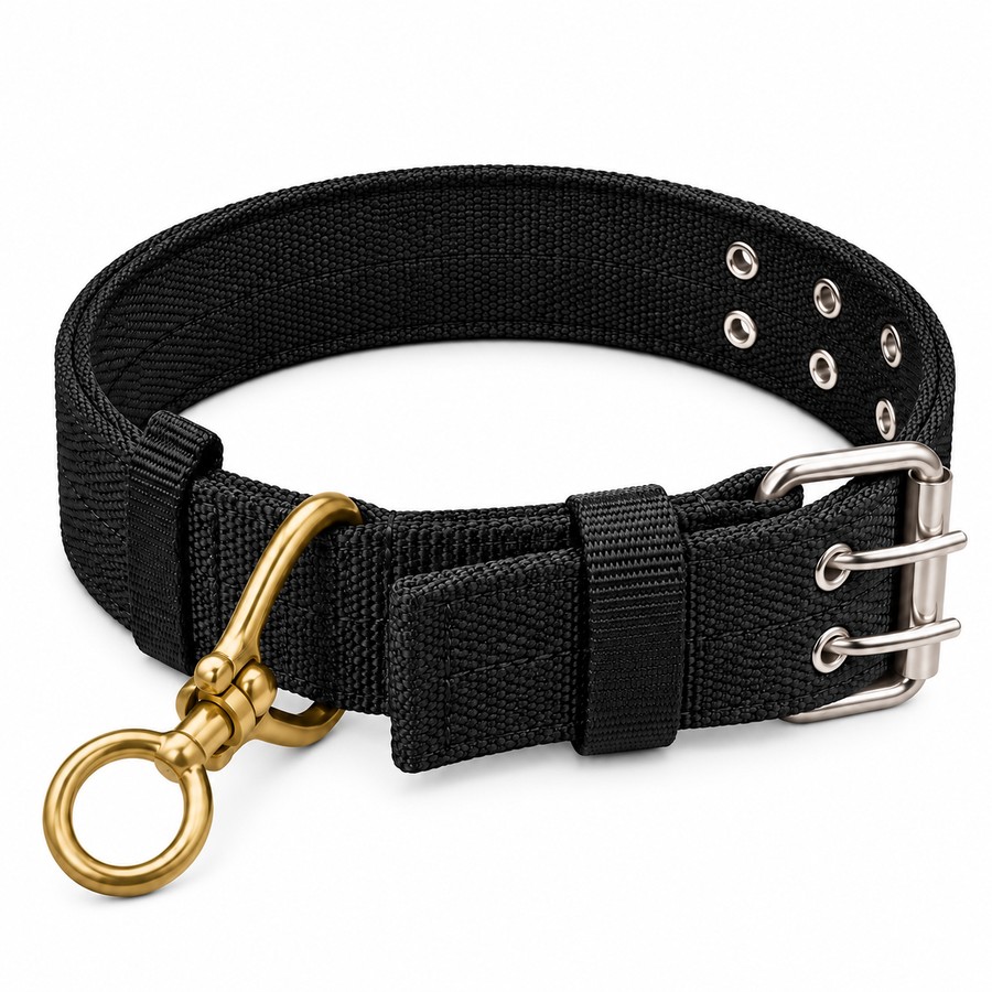 Dog collar, nylon, double-pin buckle. Dog collars and leashes