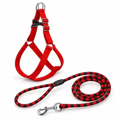 Dog leash and harness set, round rope, 3 sizes. Dog collars and leashes
