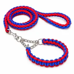 Dog leash and collar set, braided. Dog collars and leashes
