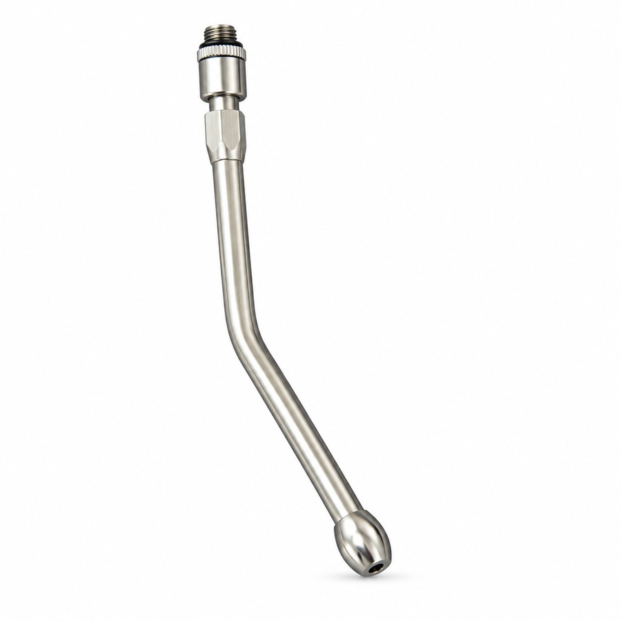 Drenching nozzle, curved, stainless steel. Drenching guns and veterinary syringes