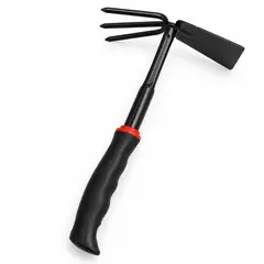 Hoe and fork, short handle. Khurpi and garden hand tools. In Hindi it is called khurpi.