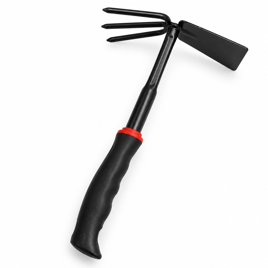 Hoe and fork, short handle. Khurpi and garden hand tools. In Hindi it is called khurpi.