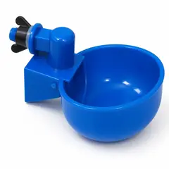 Poultry drinking cup, blue, T-fitting. Poultry equipment. It is also called chicken water cup.