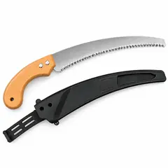Pruning saw, wooden handle, with cover. Pruning secateurs and garden saws