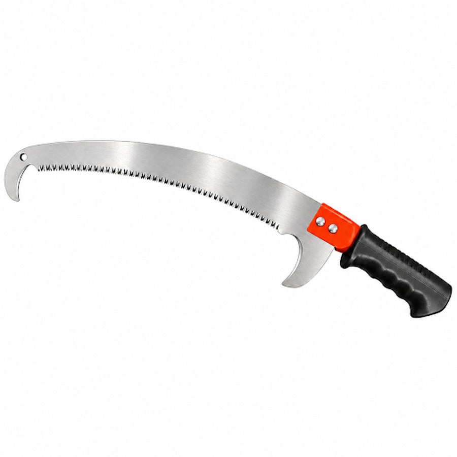Pruning saw, hooked tip, plastic handle. Pruning secateurs and garden saws