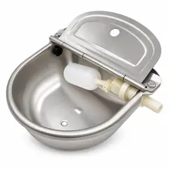 Automatic water bowl, stainless steel, 3 litre. Automatic water bowl, with mounting clampss and livestock feeders